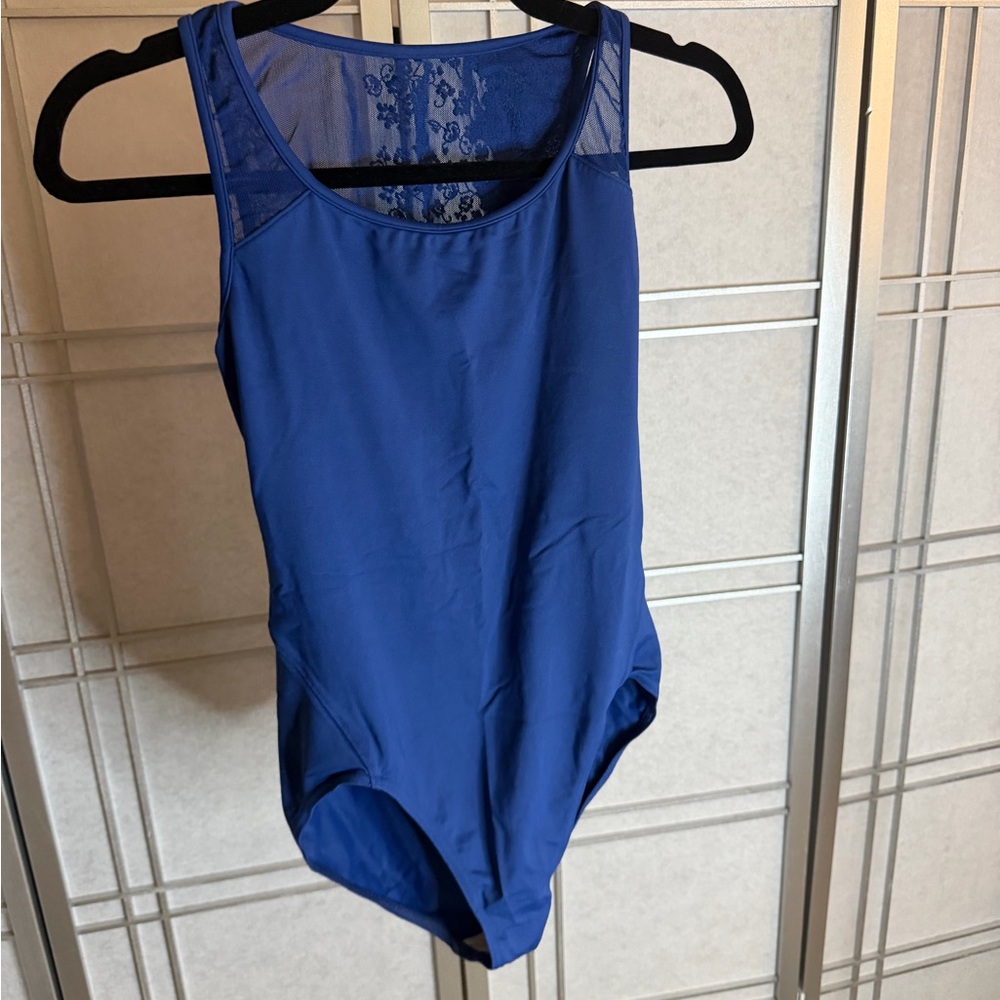 Bloch Blue One-Piece Leotard with Lace Back